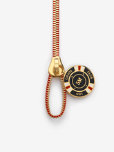 Load image into Gallery viewer, Gold Zip Lanyard with Poker Chip Charm

